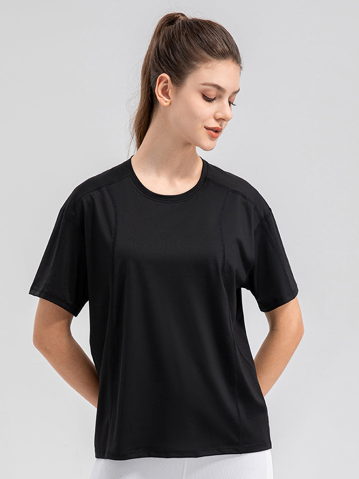 Round Neck Short Sleeve Active Top - Lilixa.store