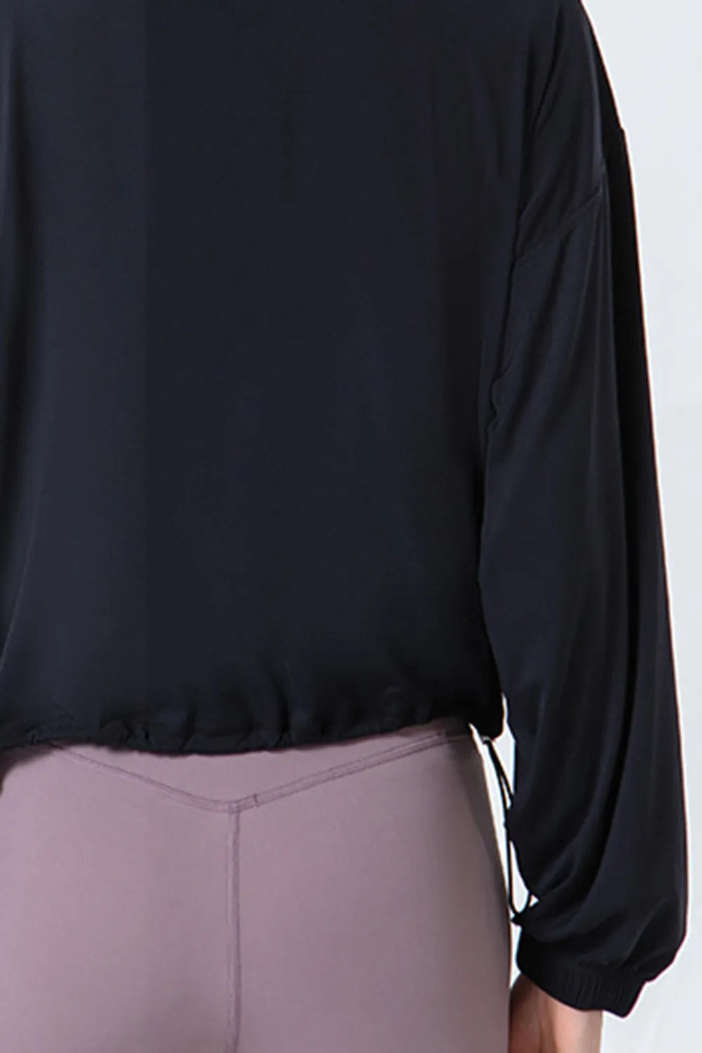 Drawstring Zip Up Dropped Shoulder Active Outerwear - Lilixa.store