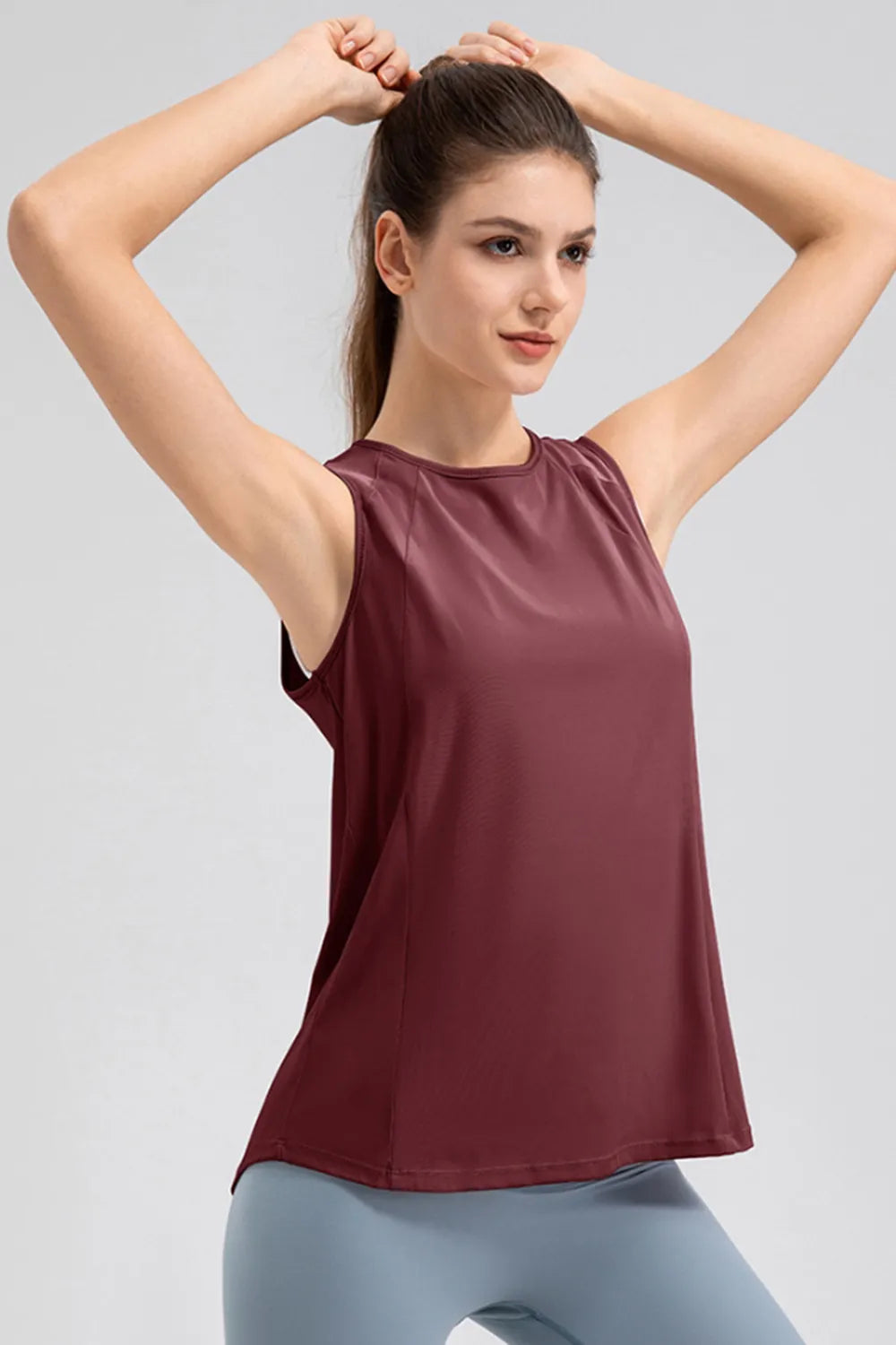 Round Neck Wide strap Active Tank - Lilixa.store