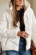 Drawstring Zip Up Long Sleeve Hooded Winter Coat - Lilixa.store