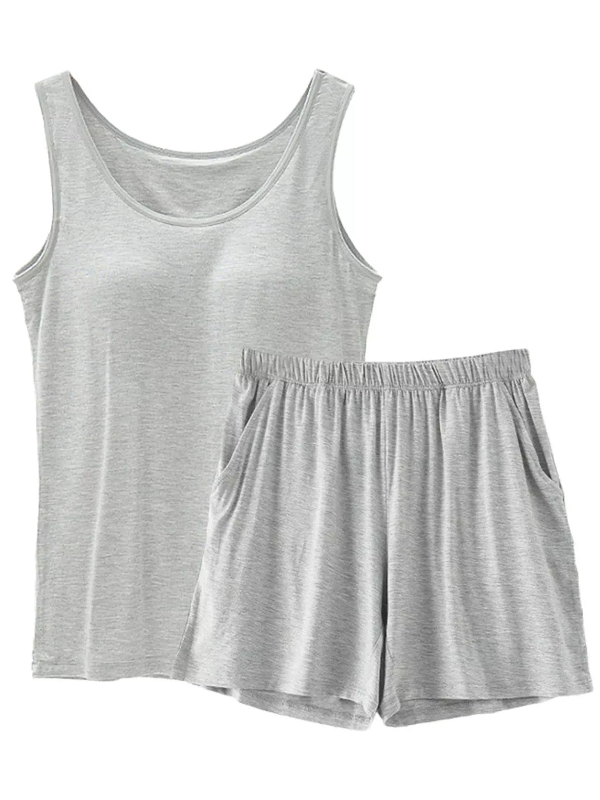 Plus Size Modal Padded Sleeveless Tank Top & Shorts Set - Lilixa.store