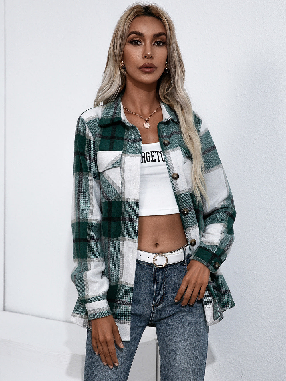 Ivy Lane Plaid Button Up Flannel Shirt, view 5