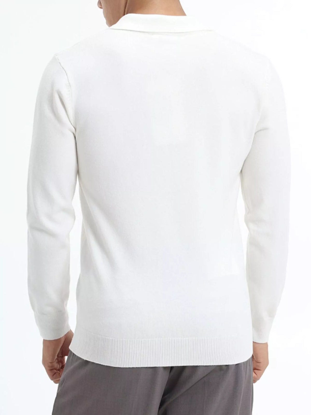 Men's Plus Size Long Sleeve Polo Collar Knit Top