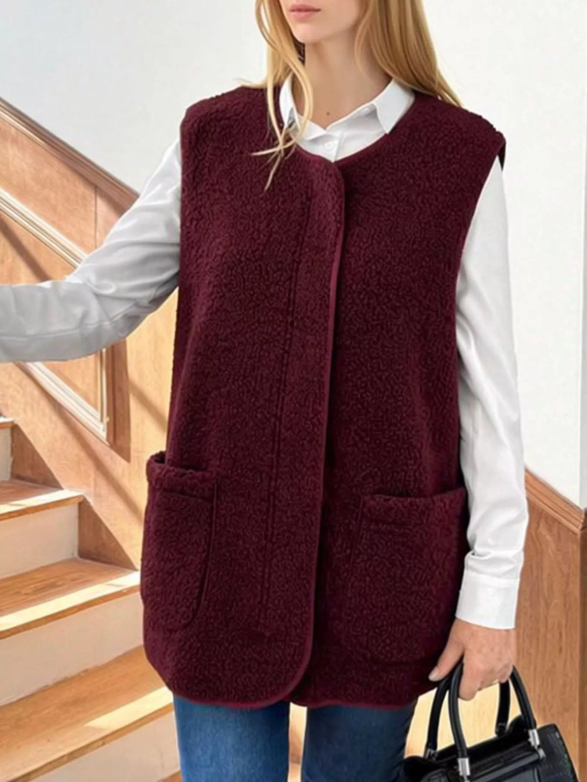 Sherpa Sleeveless Vest Coat - Lilixa.store