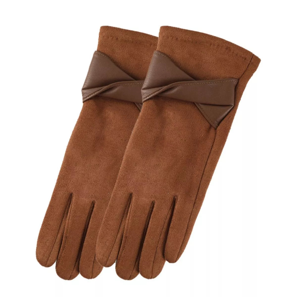 Warm Leather Trimmed Suede Gloves - Lilixa.store