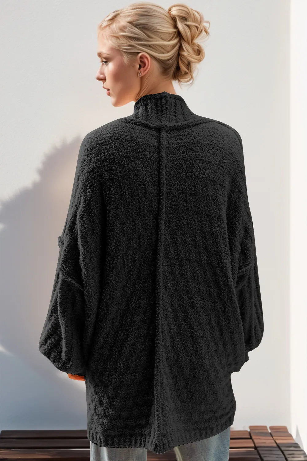 Double Take Full Size Open Front Long Sleeve Cardigan, view 3