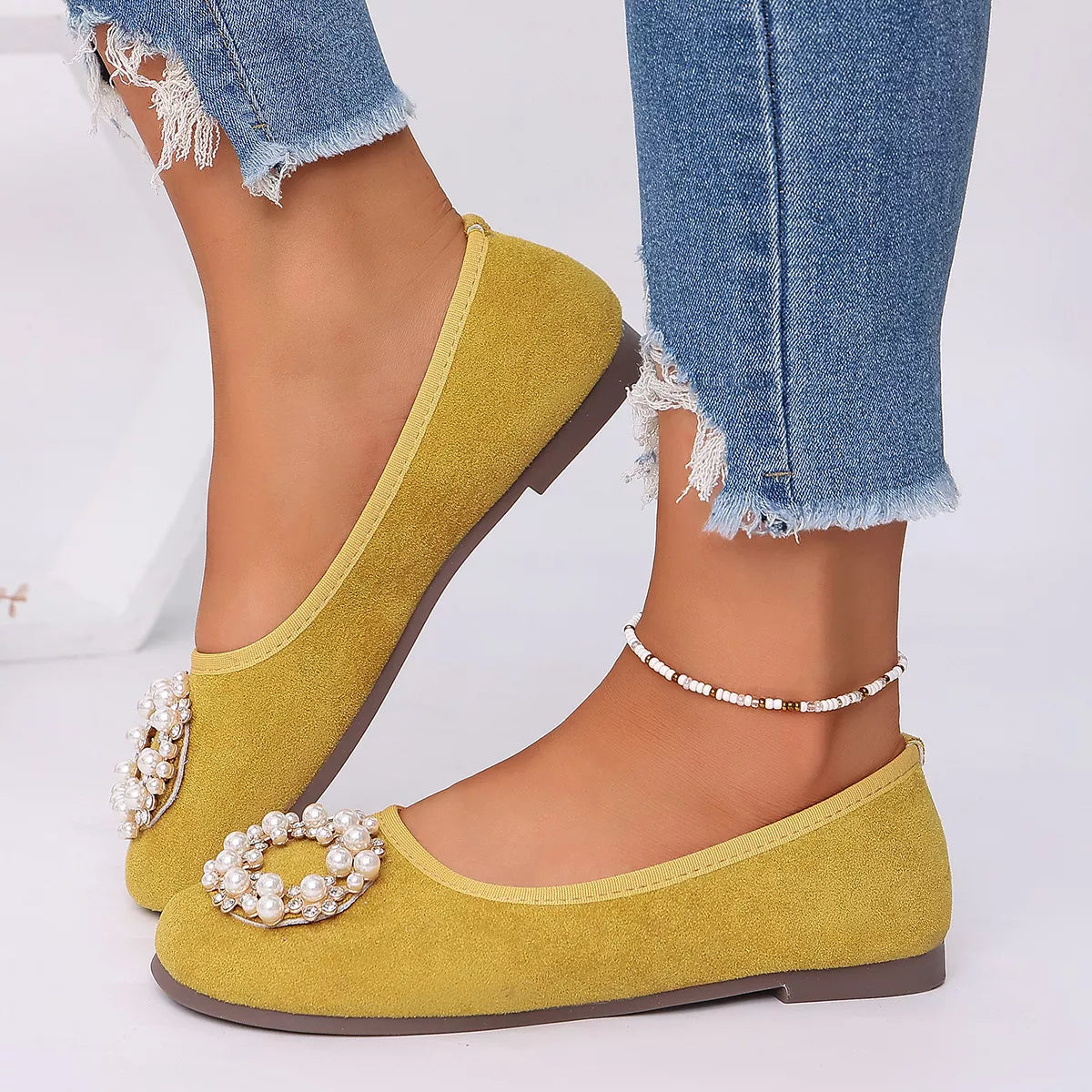 Pearl Embellished Slip-Ons - Lilixa.store