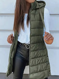 Zip Up Longline Hooded Puffer Vest Coat - Lilixa.store
