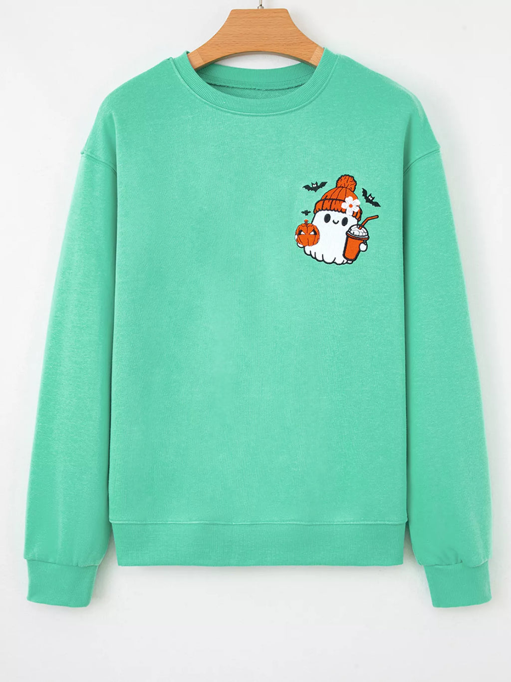 Halloween Ghost Embroidered Casual Sweatshirt - Lilixa.store