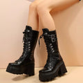 Lace Up Block Heels Boots - Lilixa.store
