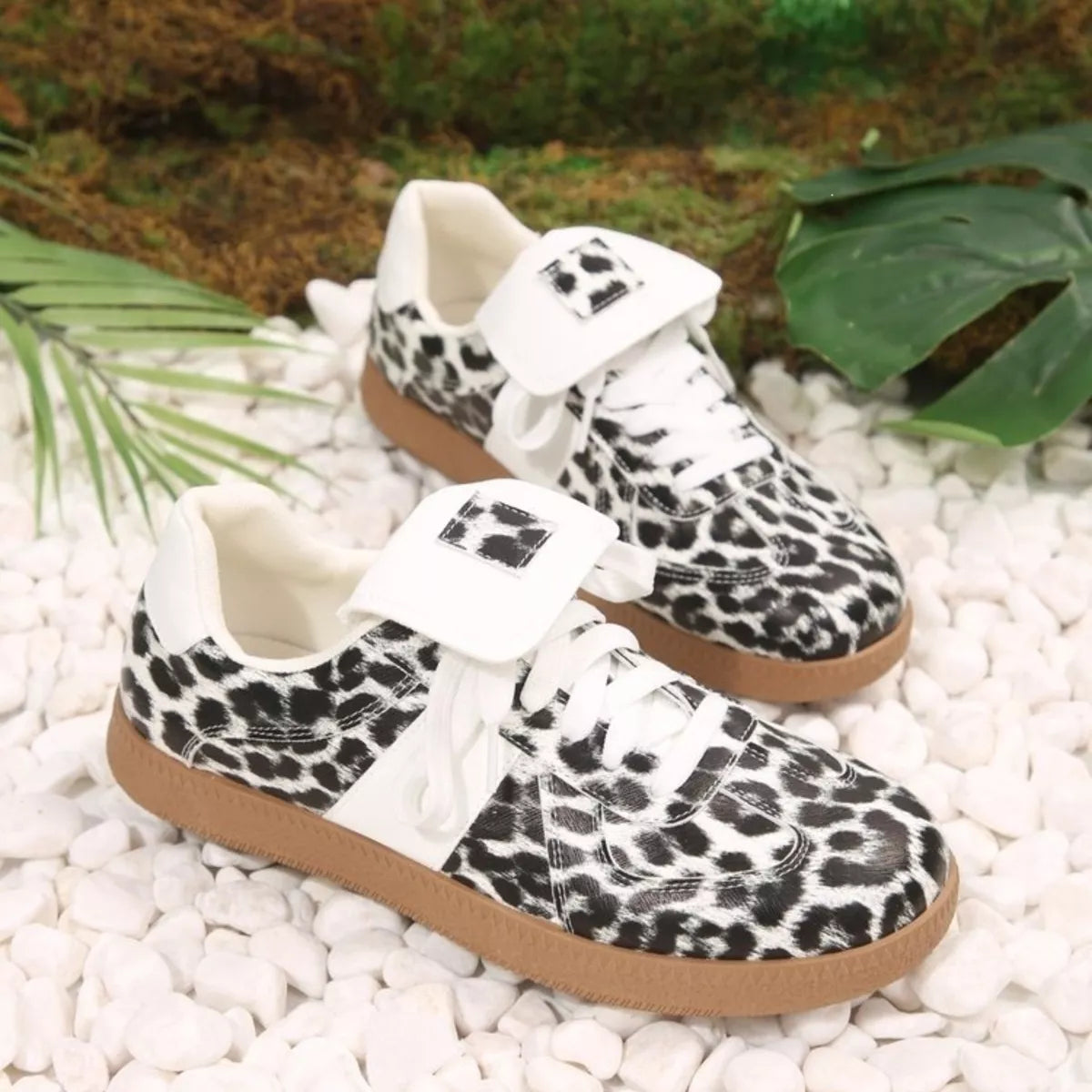 Leopard Lace Up Sneakers - Lilixa.store