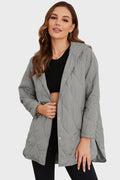 Snap Down Hooded Slit Winter Coat - Lilixa.store