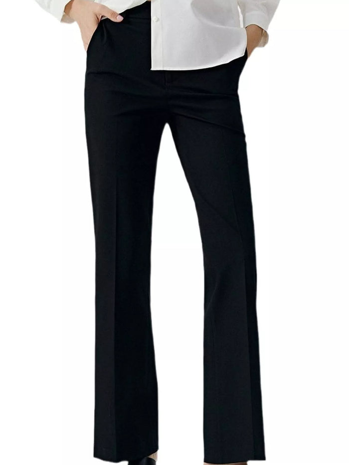 High-Waisted Slim-Fit Dress Pants in Black