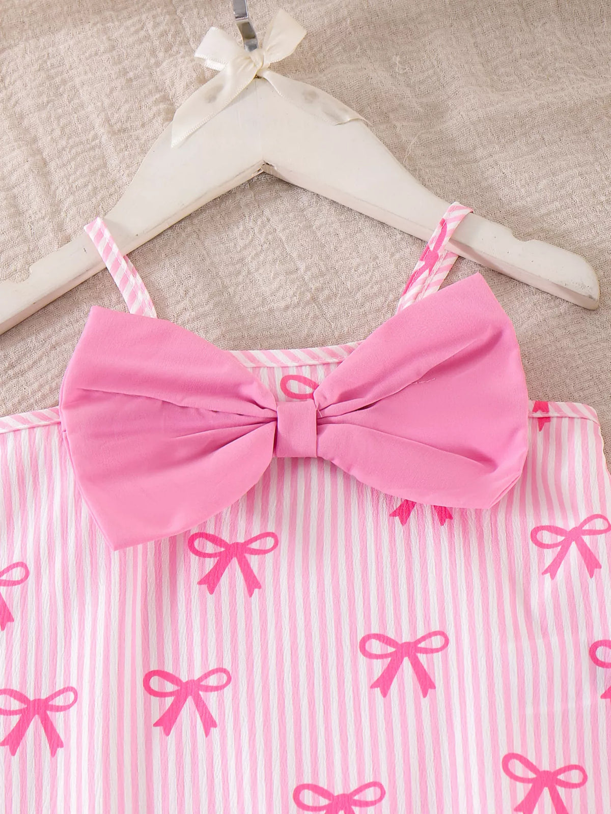 Children's Striped Bow Cami and Shorts Set - Lilixa.store
