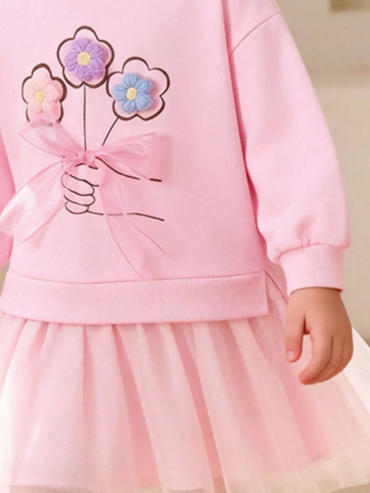 Children's Flower Applique Tulle Dress - Lilixa.store