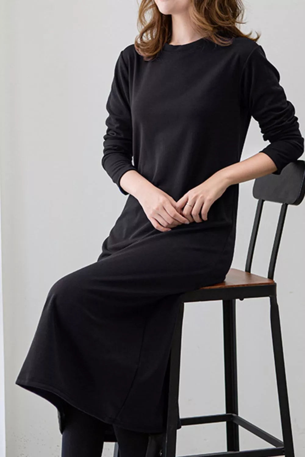Casual Long Sleeve Midi Dress - Lilixa.store