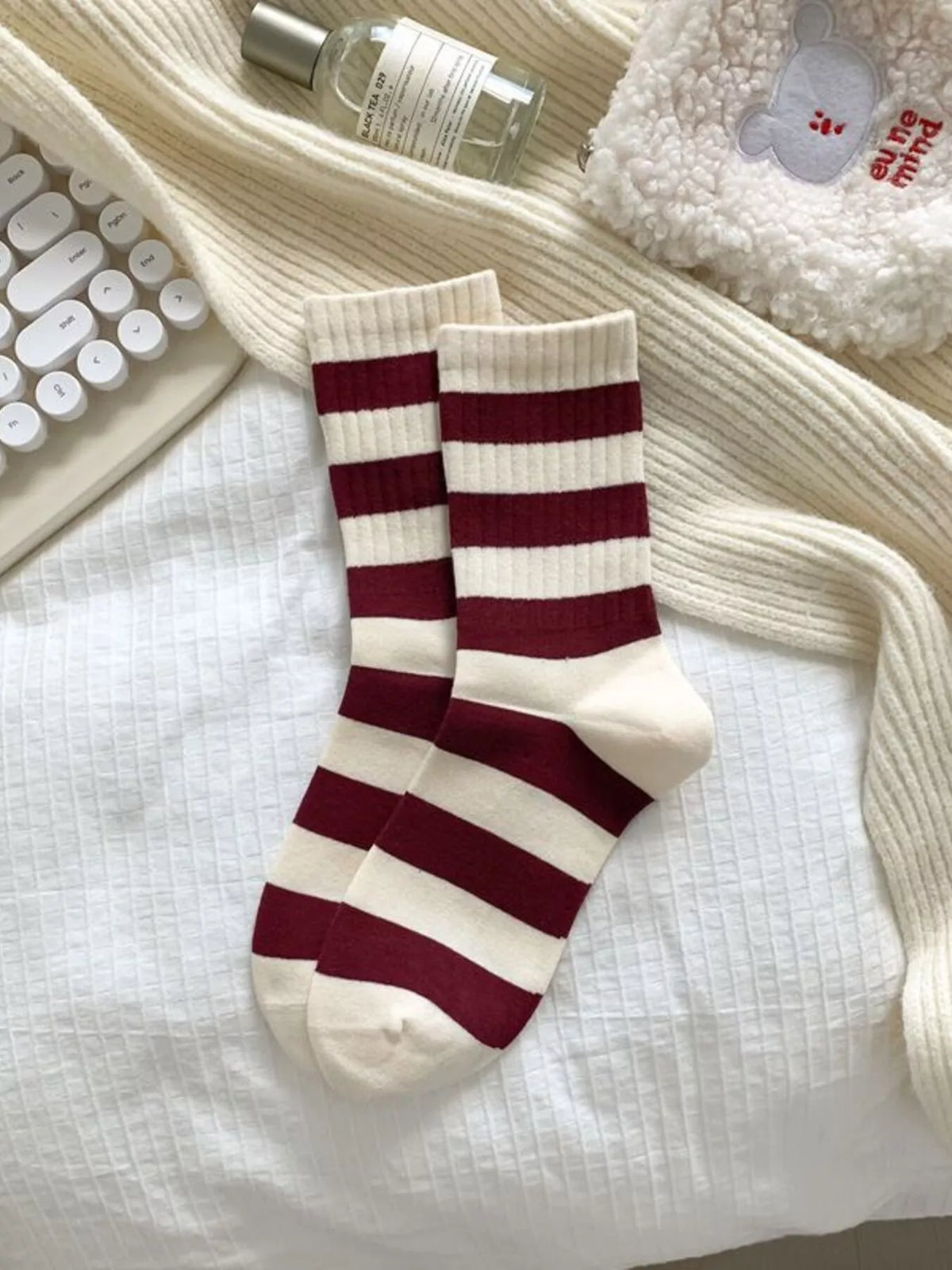 Ribbed Cotton Crew Socks - Lilixa.store