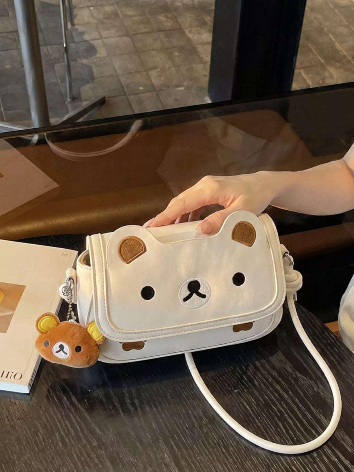 Cartoon Bear Crossbody Bag with Plush Bear Charm - Lilixa.store
