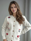 Button Up Round Neck Long Sleeve Cardigan - Lilixa.store