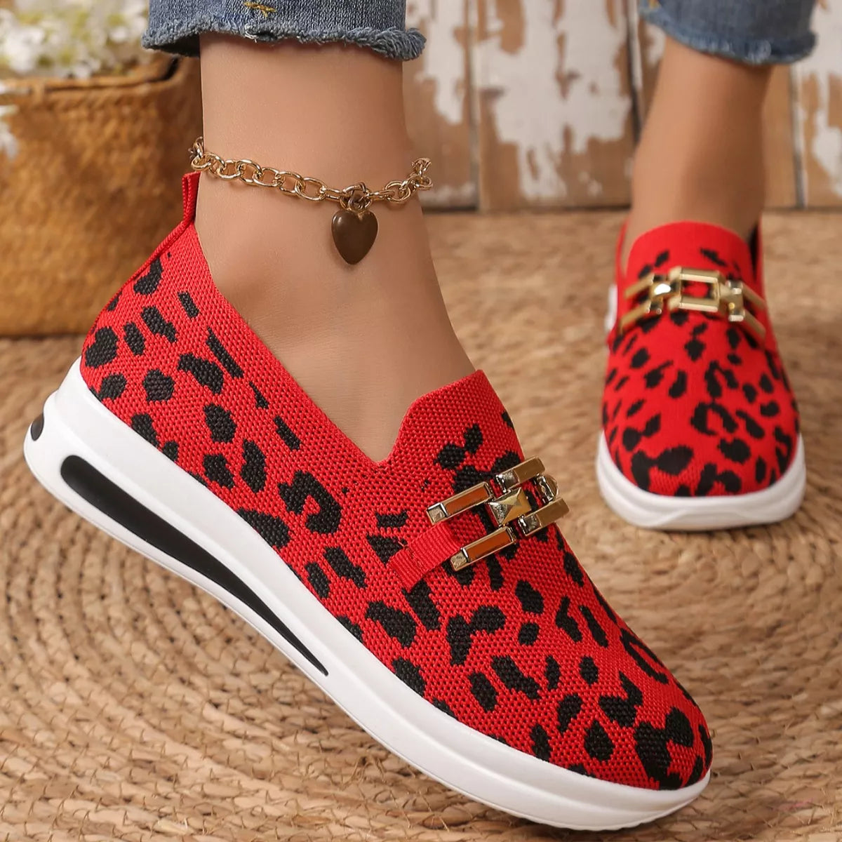 Leopard Round Toe Slip-Ons, view 2