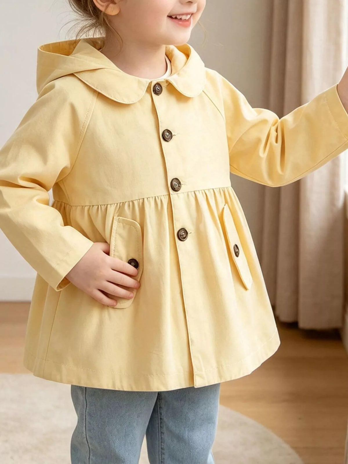 Children's Hooded Peplum Trench Coat - Lilixa.store