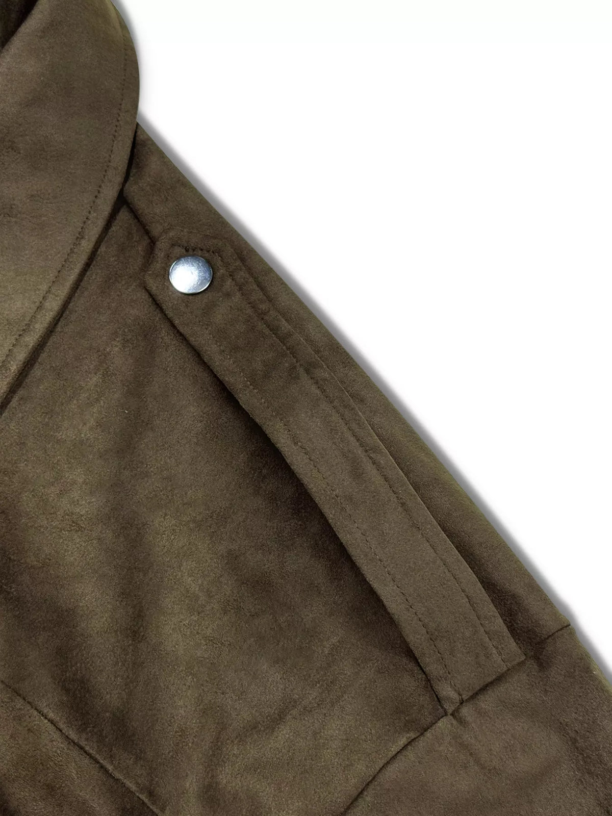 Suede Cropped Bomber Jacket in Army Green, view 12