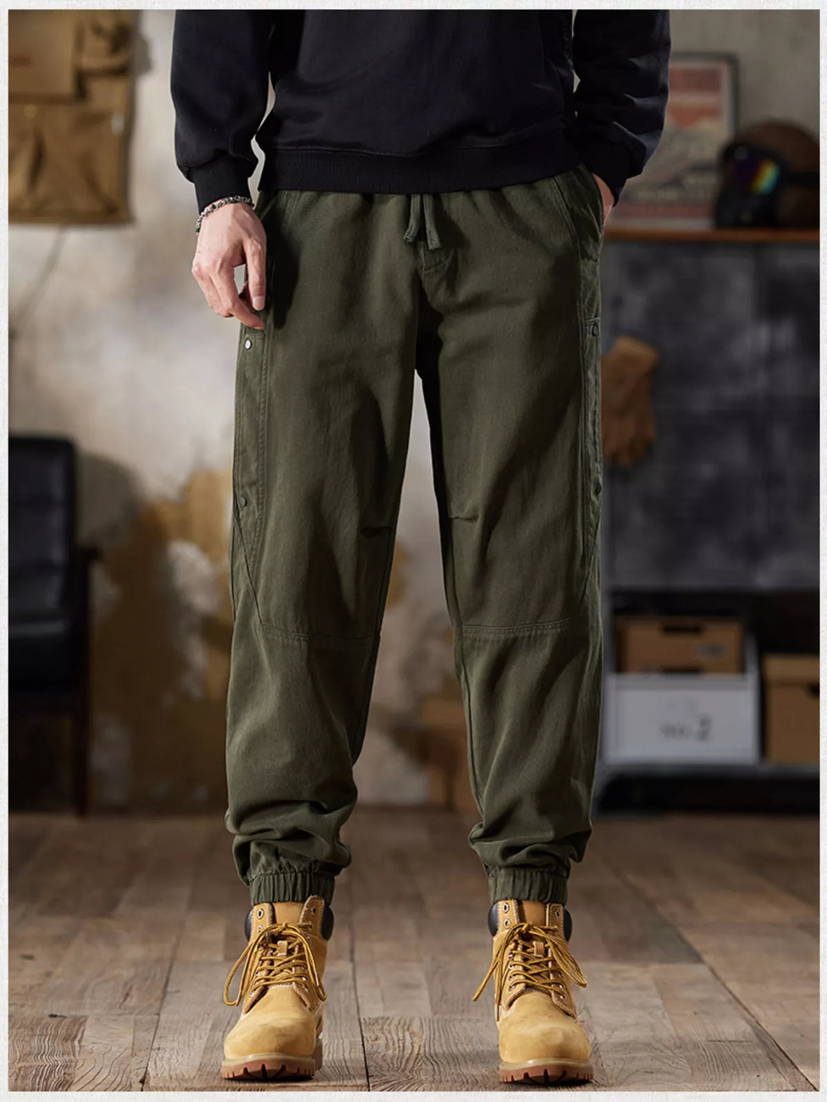 Men's Full Size Casual Drawstring Cargo Joggers Plus Size, view 7