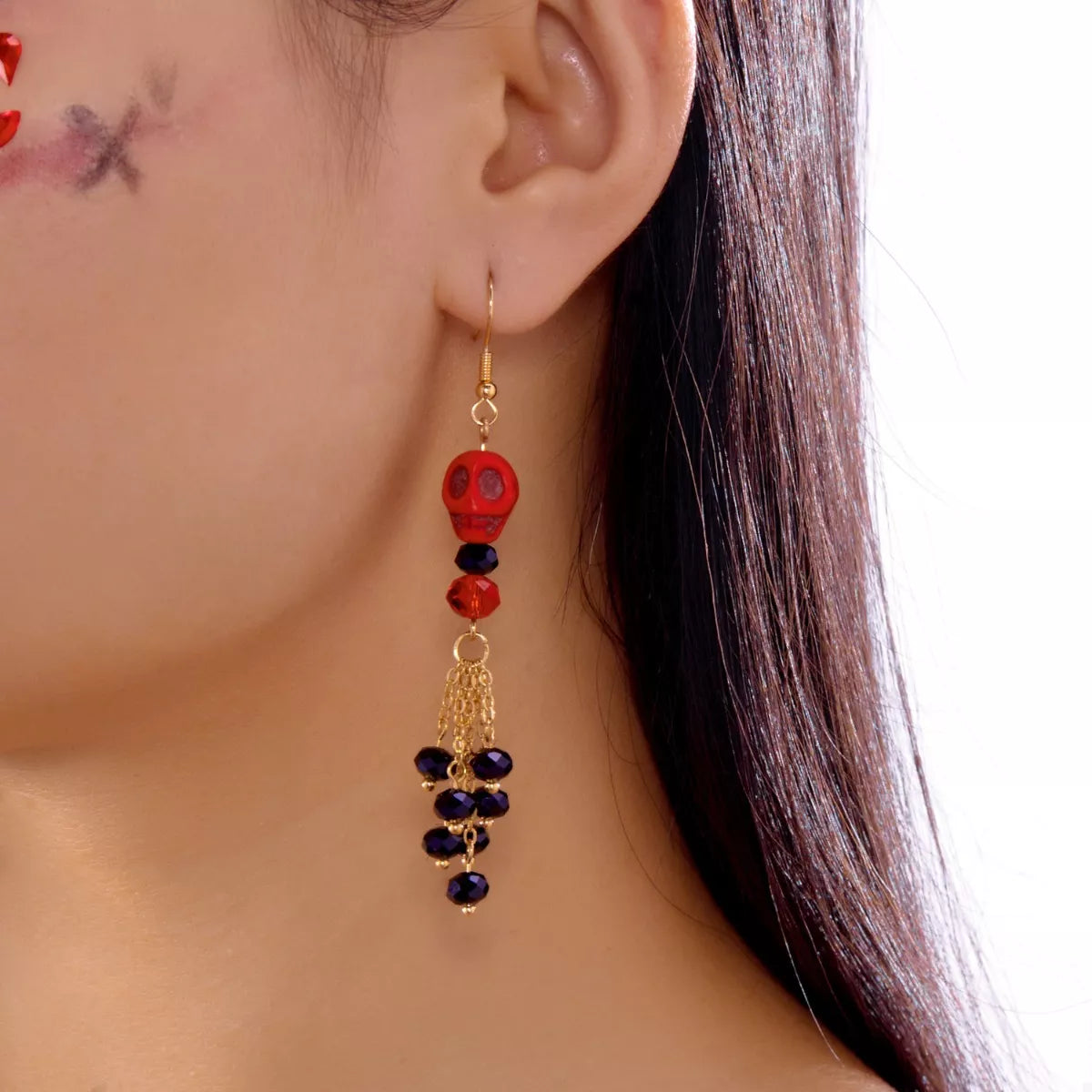 Halloween Skull Beaded Drop Earrings - Lilixa.store