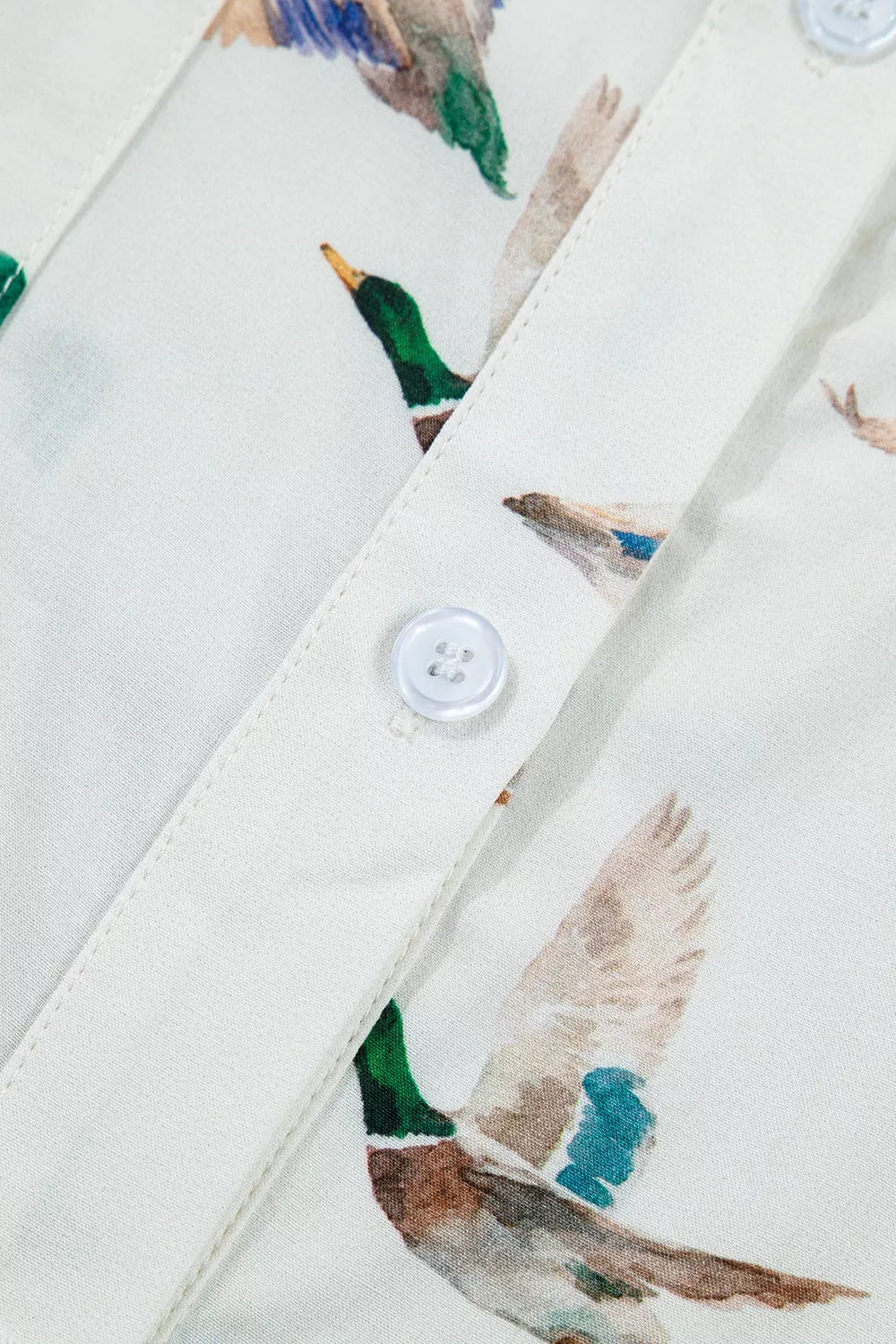 Mallard Printed Button Flap Pocket Short Sleeve Shirt in White, view 12