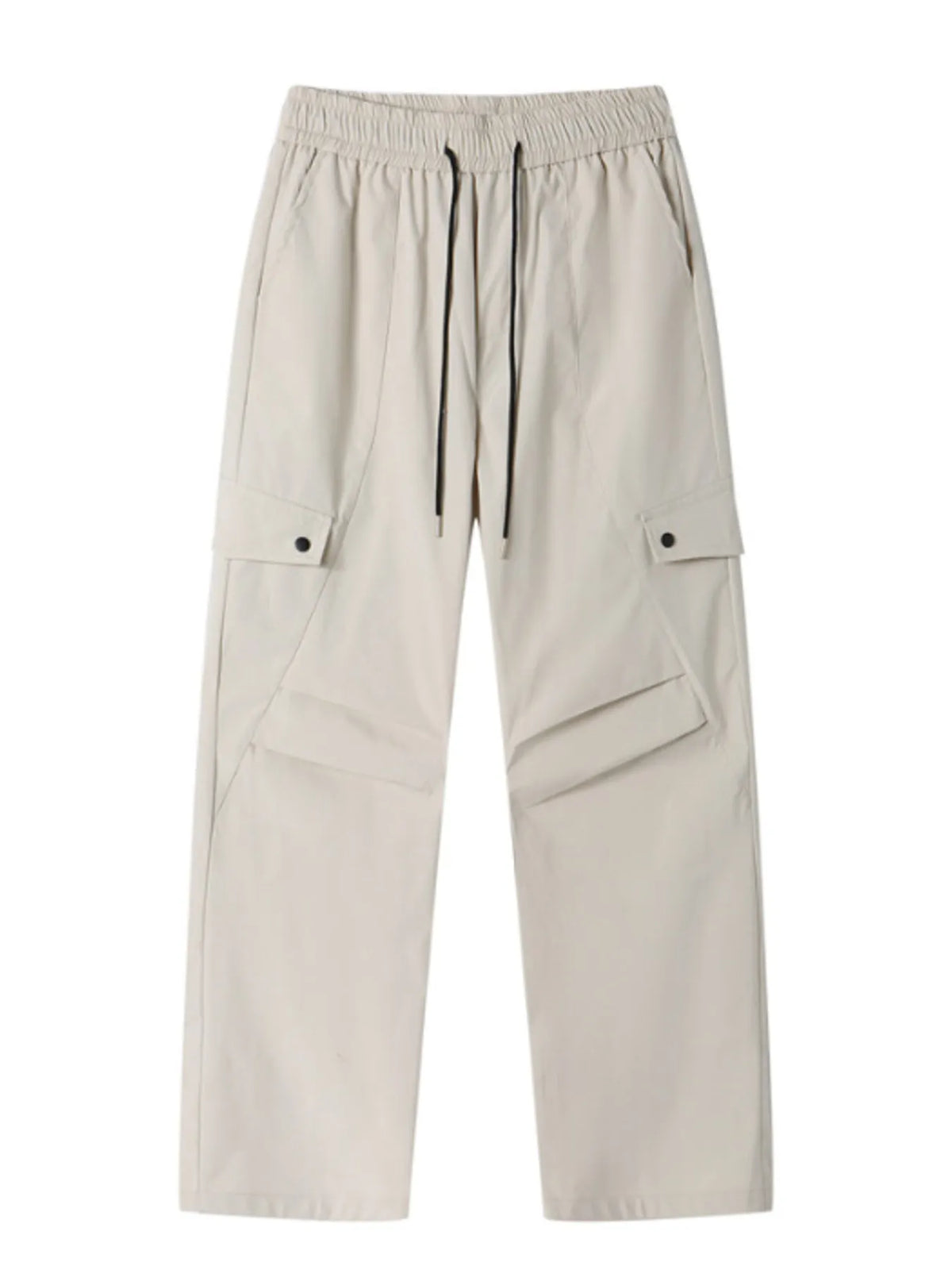 Men's Plus Size Drawstring Wide Leg Cargo Pants in Khaki