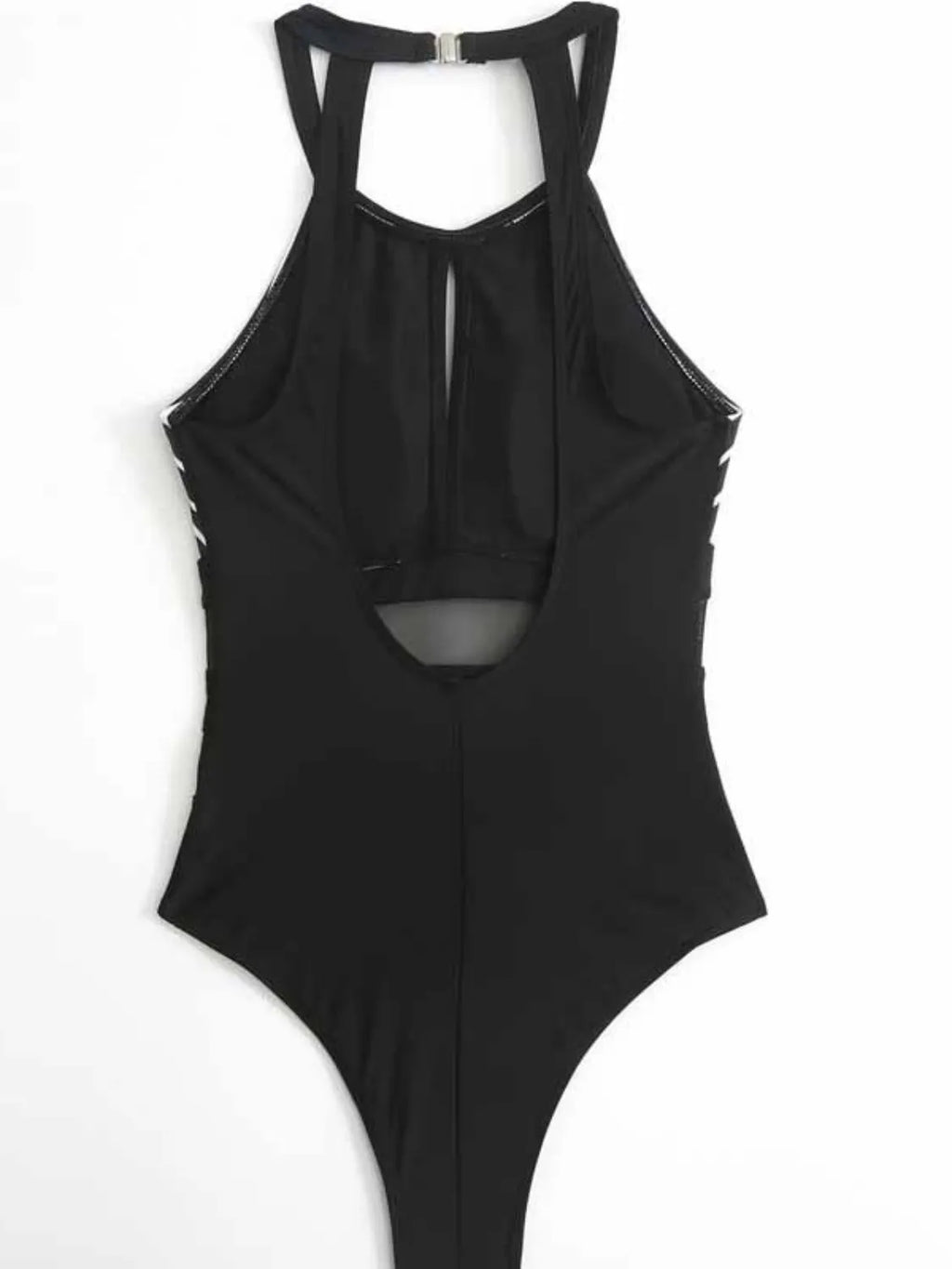 Mesh Detail Backless Striped One-Piece Swimsuit - Lilixa.store