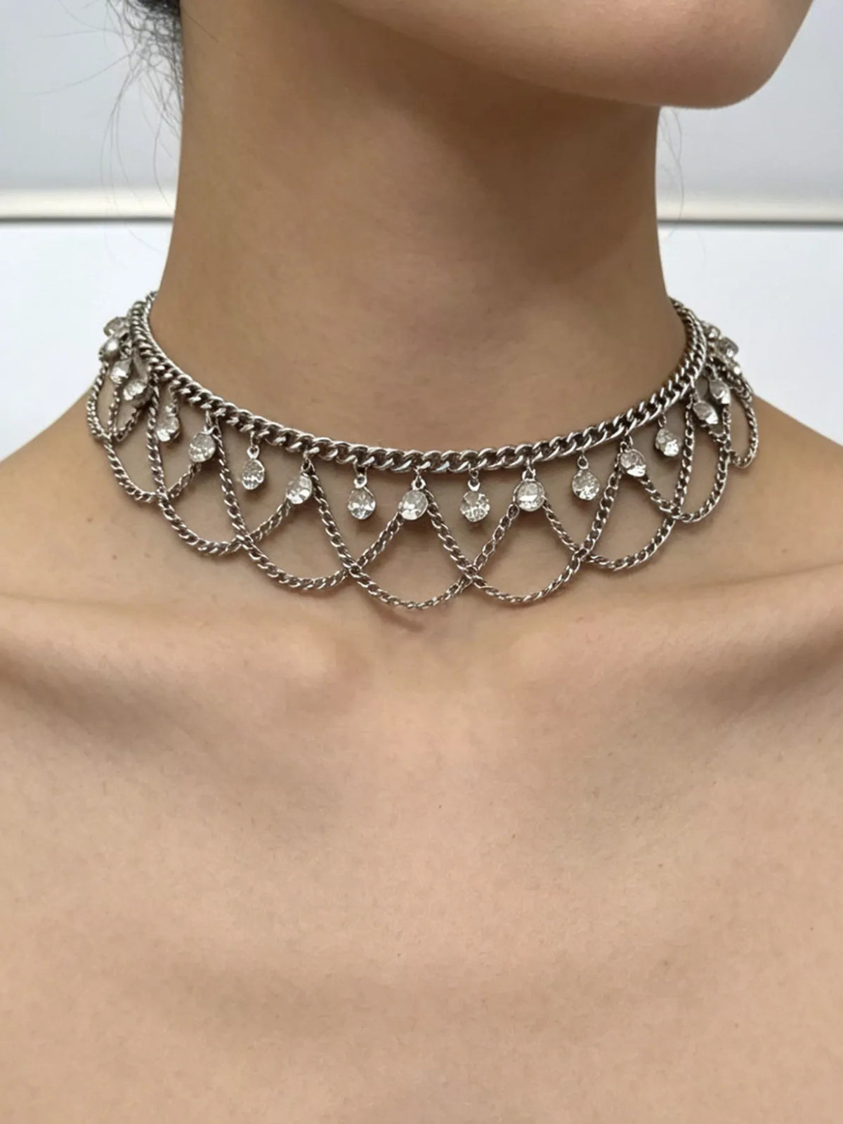 18K Gold-Plated Zircon Chain Necklace, view 7