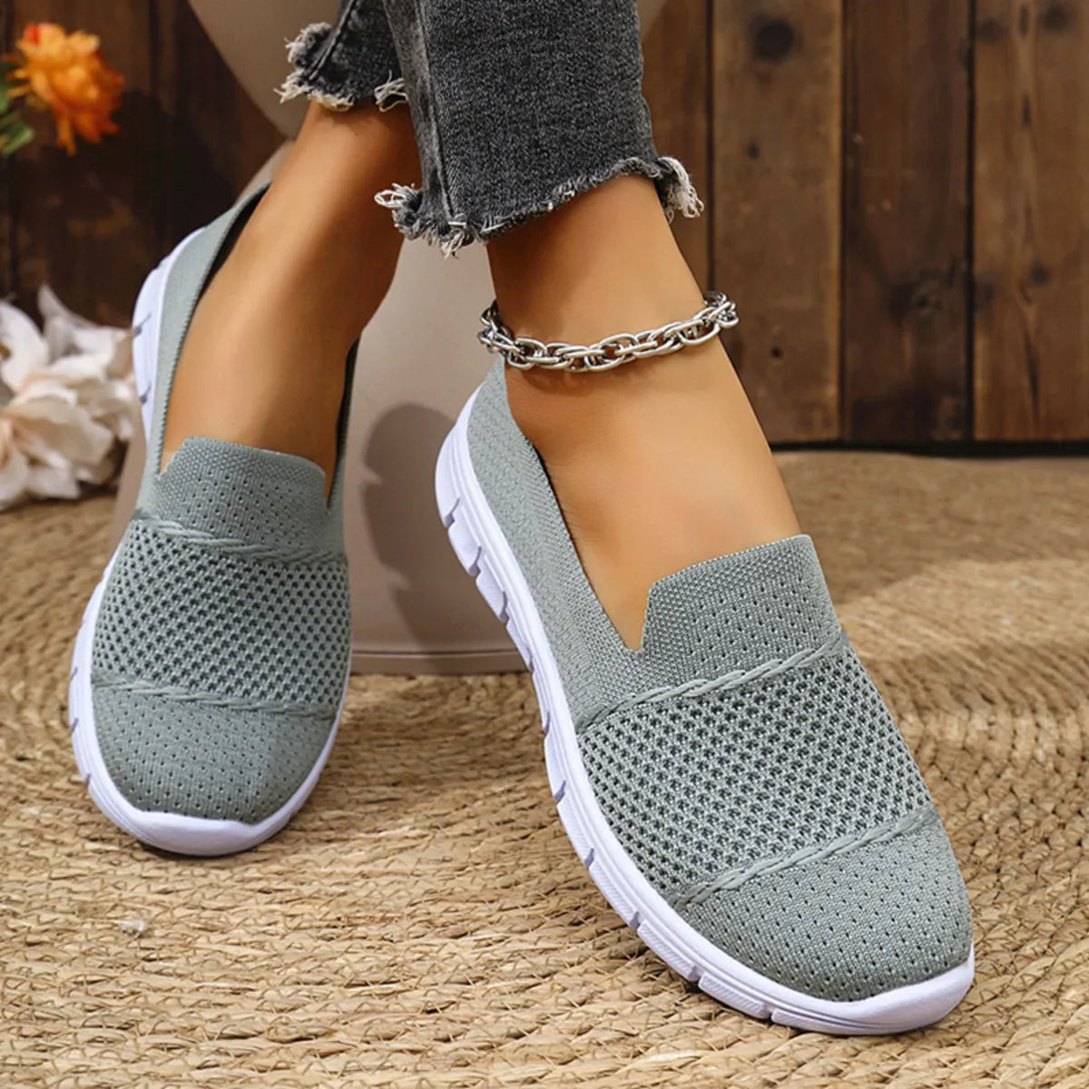 Breathable Mesh Athletic Slip-Ons in Dark Gray