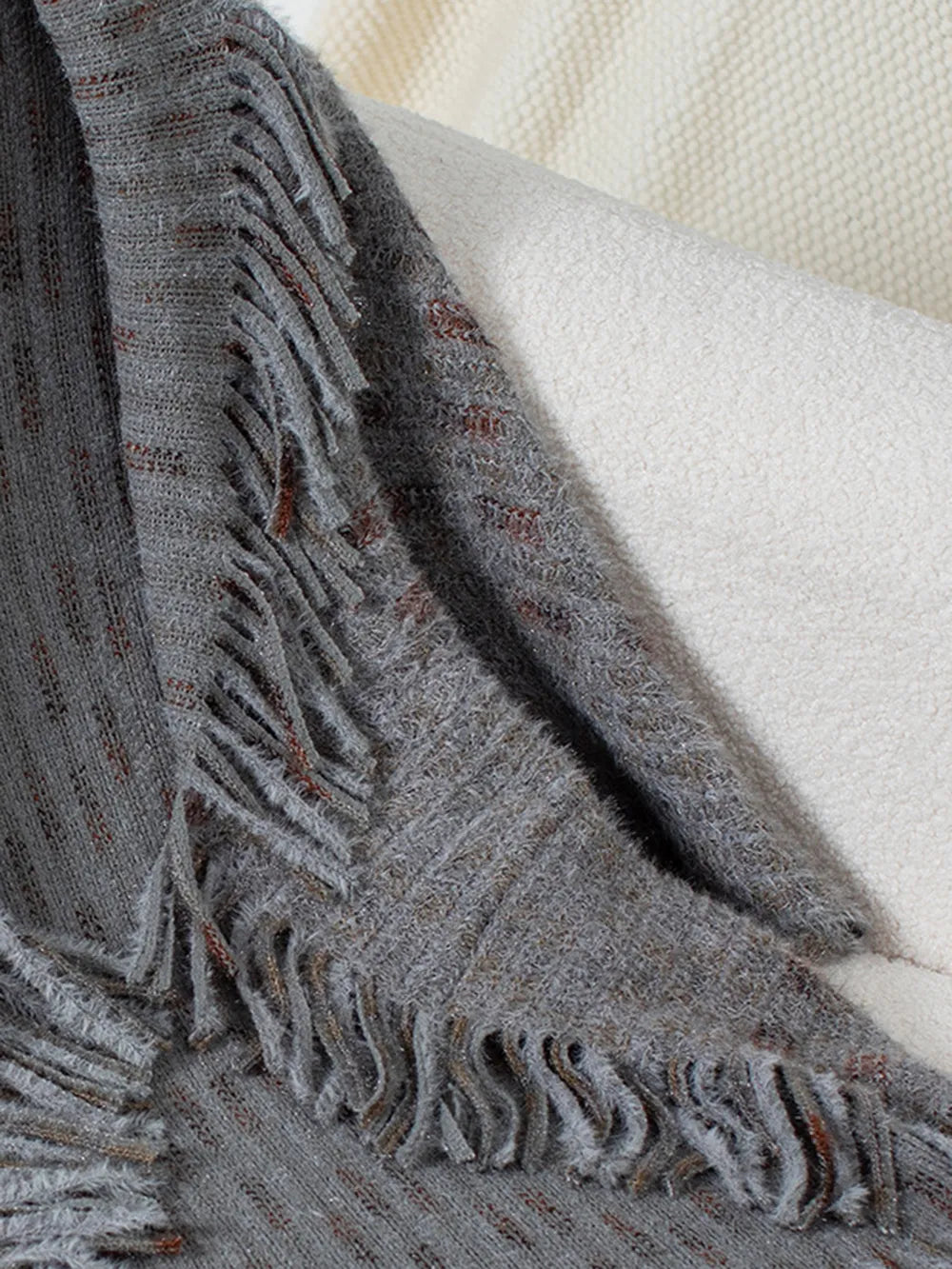 Fringe Open Front Half Sleeve Poncho, view 11