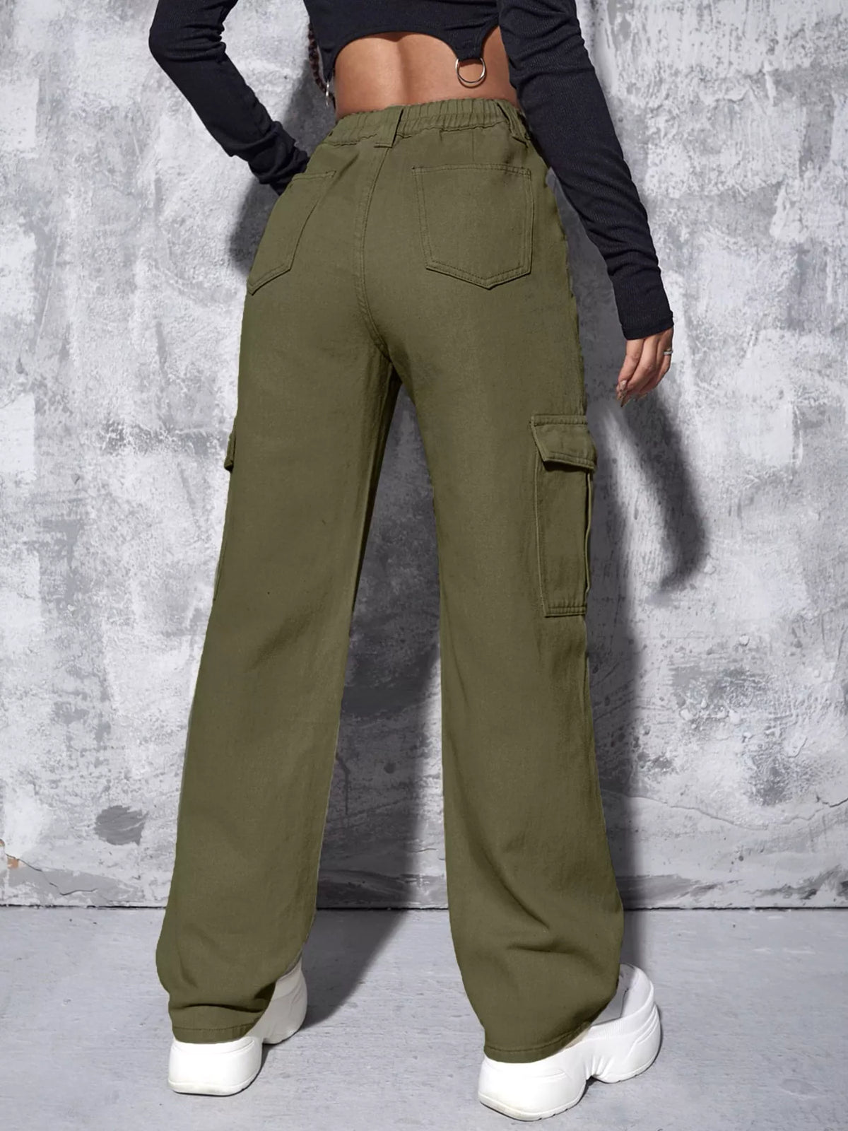 High-Waisted Cargo Jeans - Lilixa.store