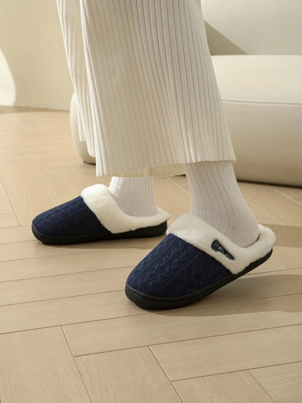 Horn Buckle Furry Texture Flat Slippers - Lilixa.store