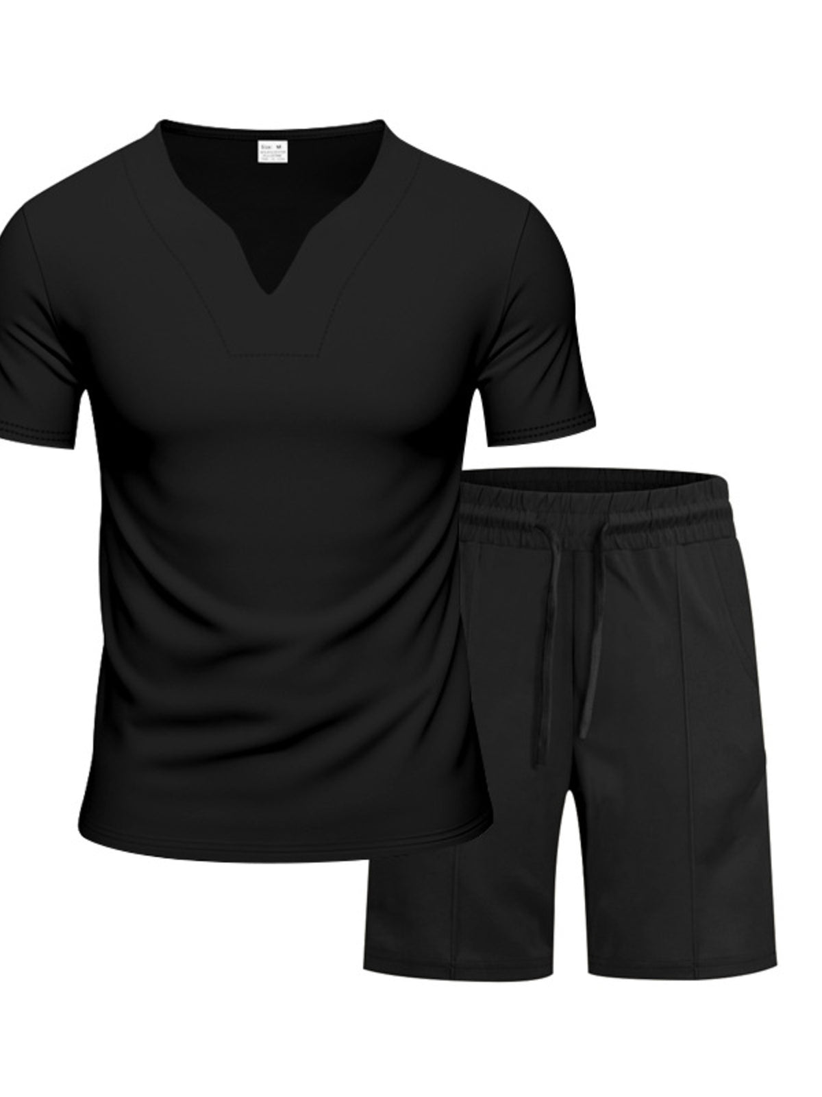 Men's Full Size V-Neck Short Sleeve T-Shirt and Shorts Set Plus Size - Lilixa.store