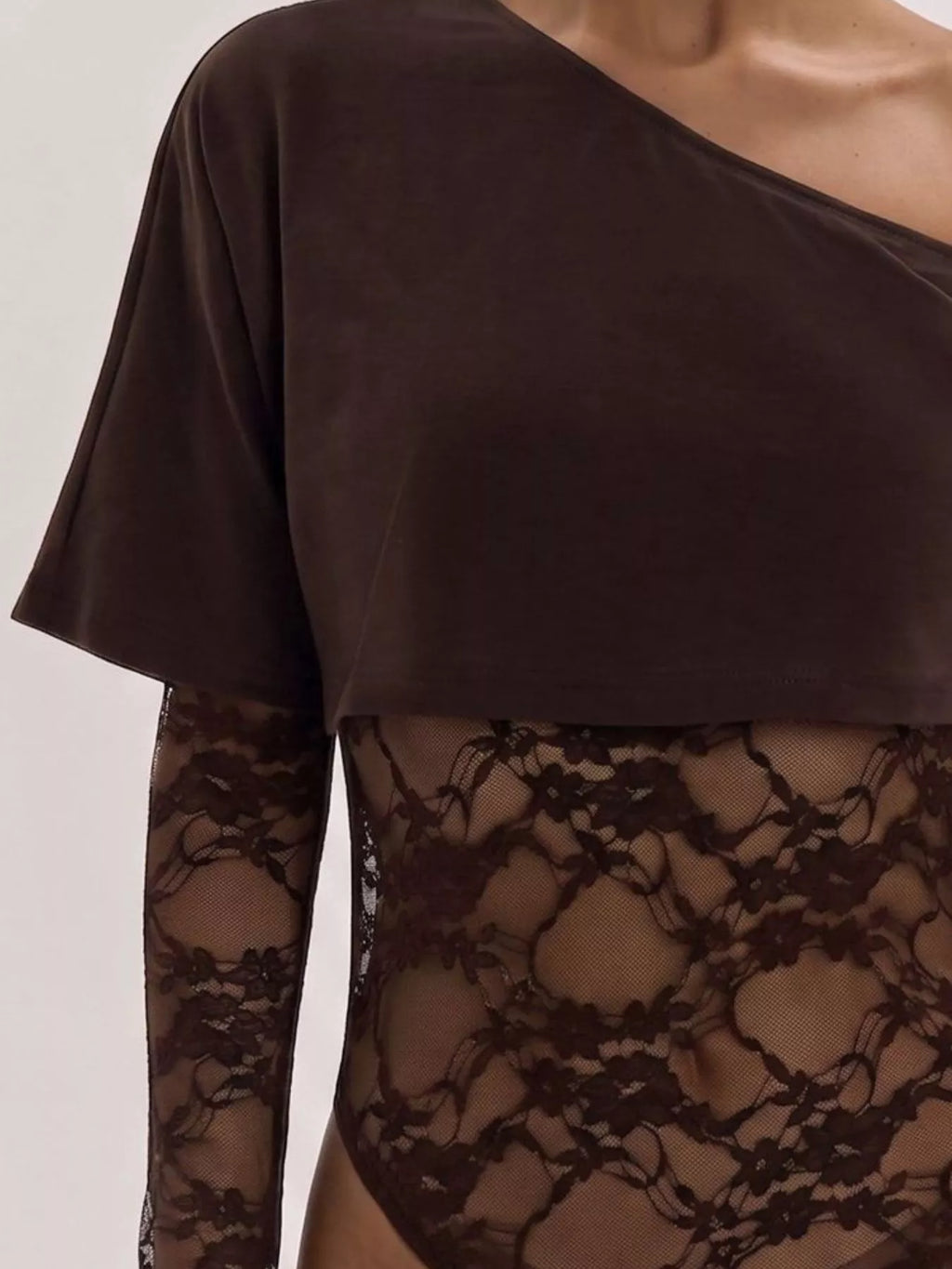 One-Shoulder Lace Bodysuit - Lilixa.store
