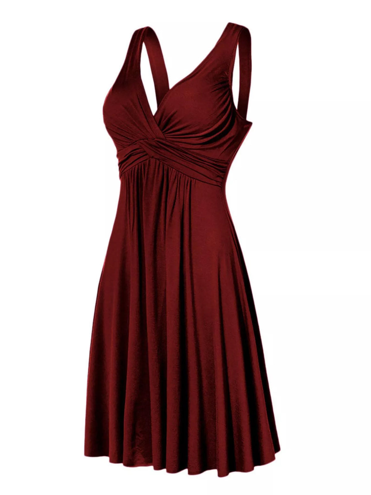 Full Size Twisted Sleeveless Ruched Waist A-Line Dress Plus Size - Lilixa.store