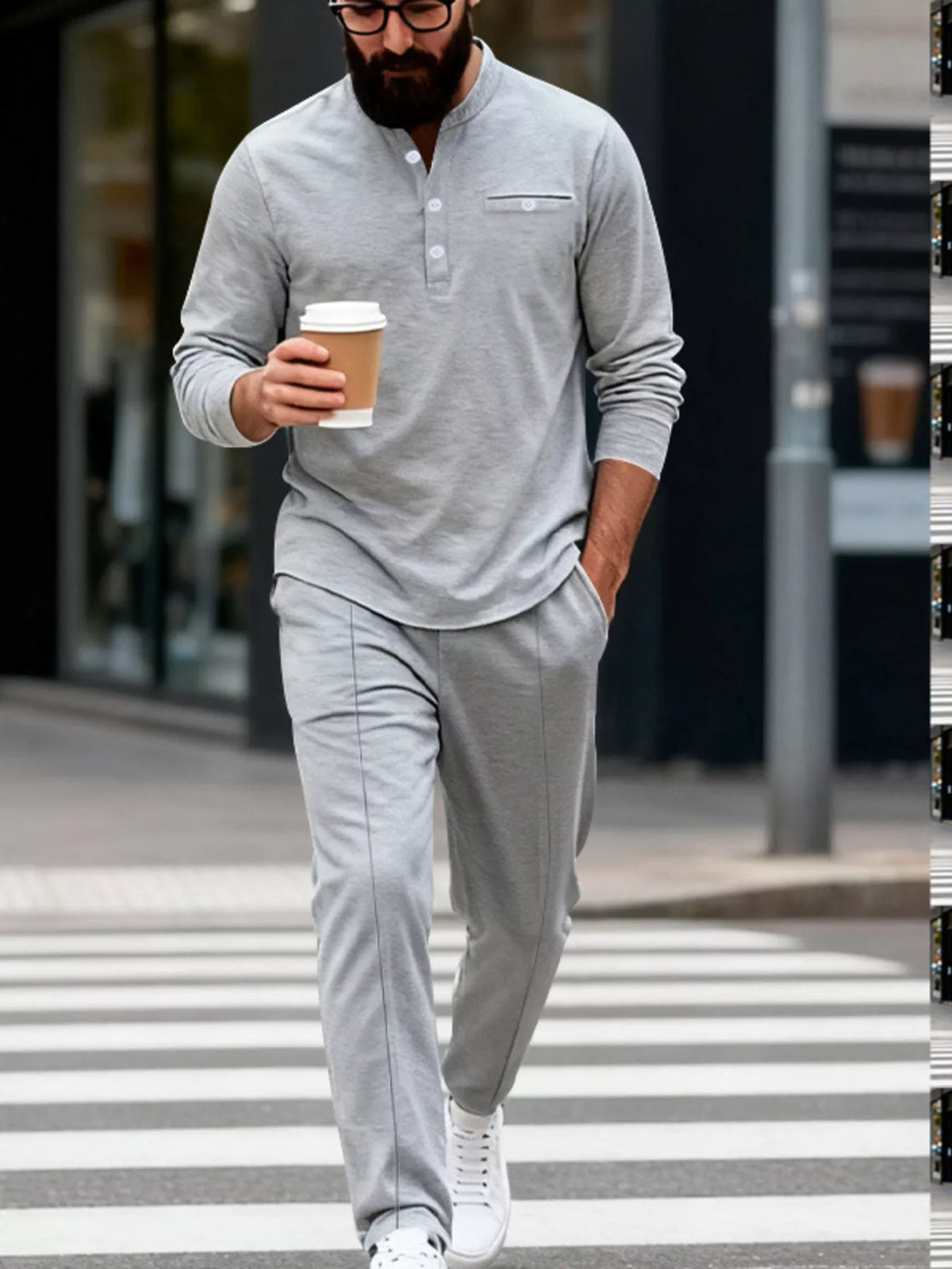 Men's Full Size Casual Long Sleeve Henley Top and Drawstring Joggers Set Plus Size - Lilixa.store