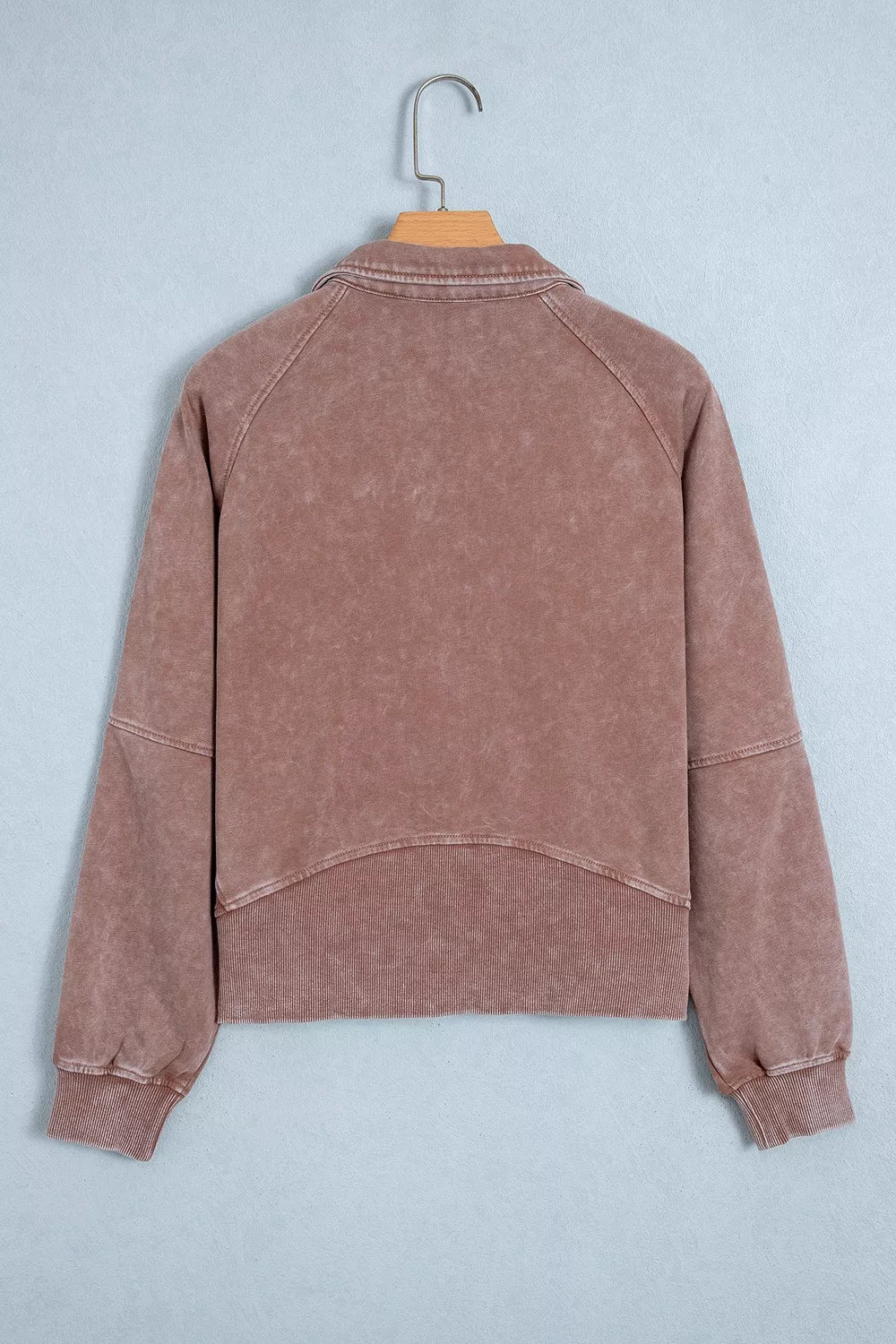 Vintage Half-Zip Long Sleeve Ribbed Cuffs Hem Shift Silhouette Sweatshirt - Lilixa.store
