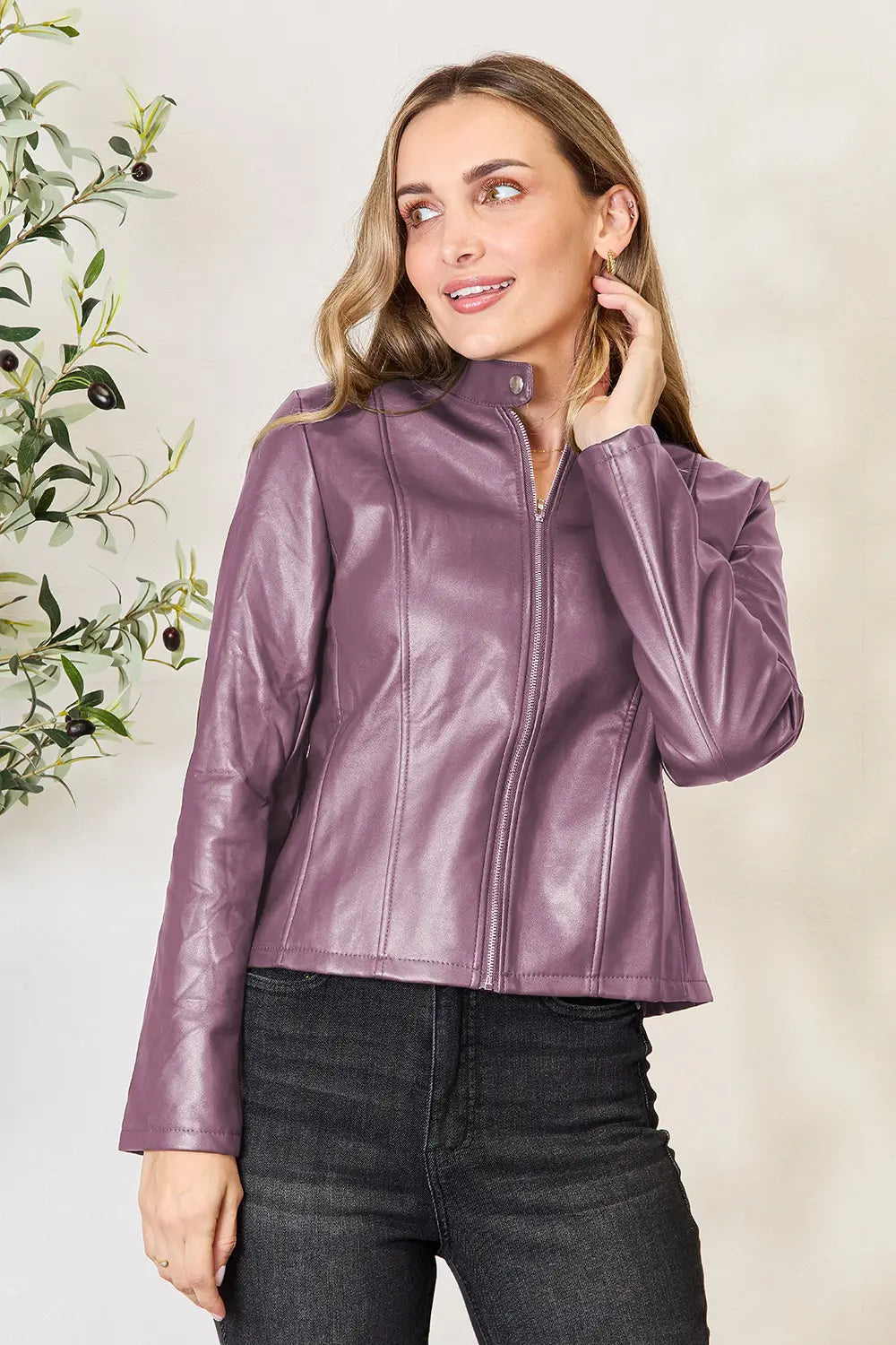 Mock Neck Zip Up Jacket, view 24