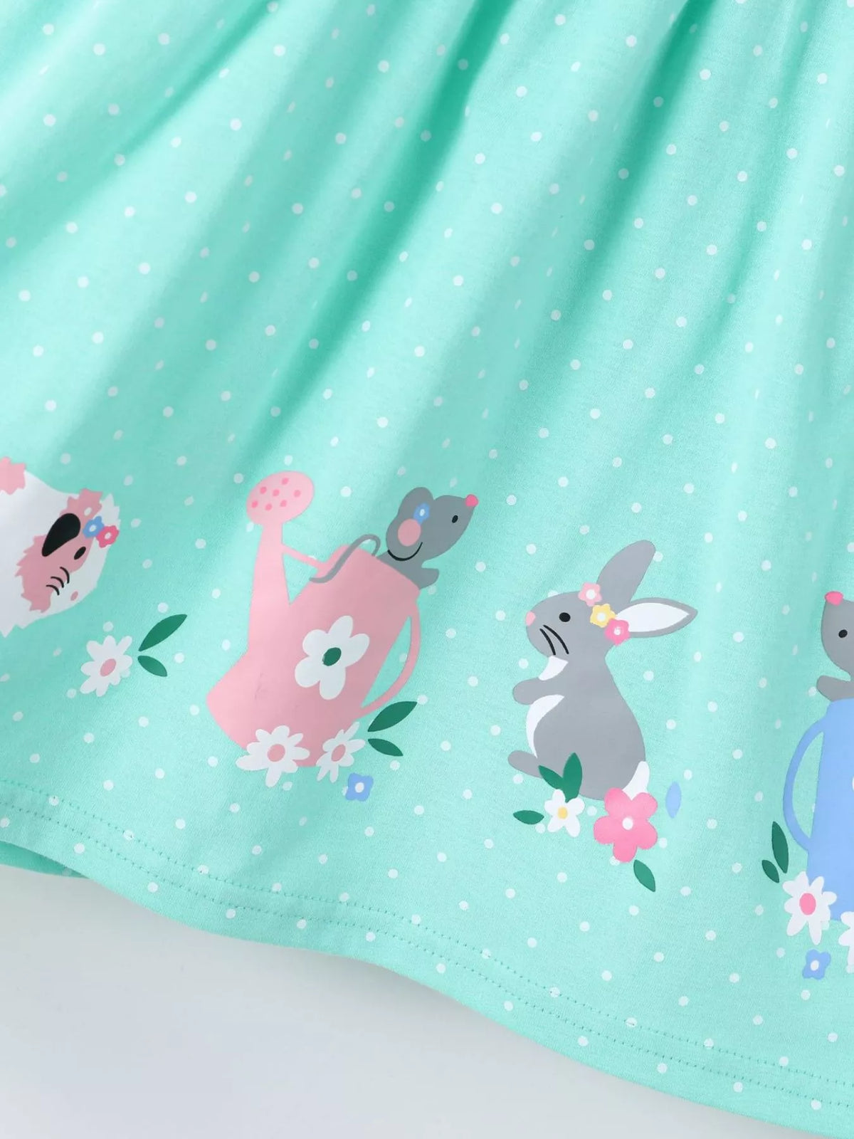 Children's Bunny Print Button Detail Dress - Lilixa.store