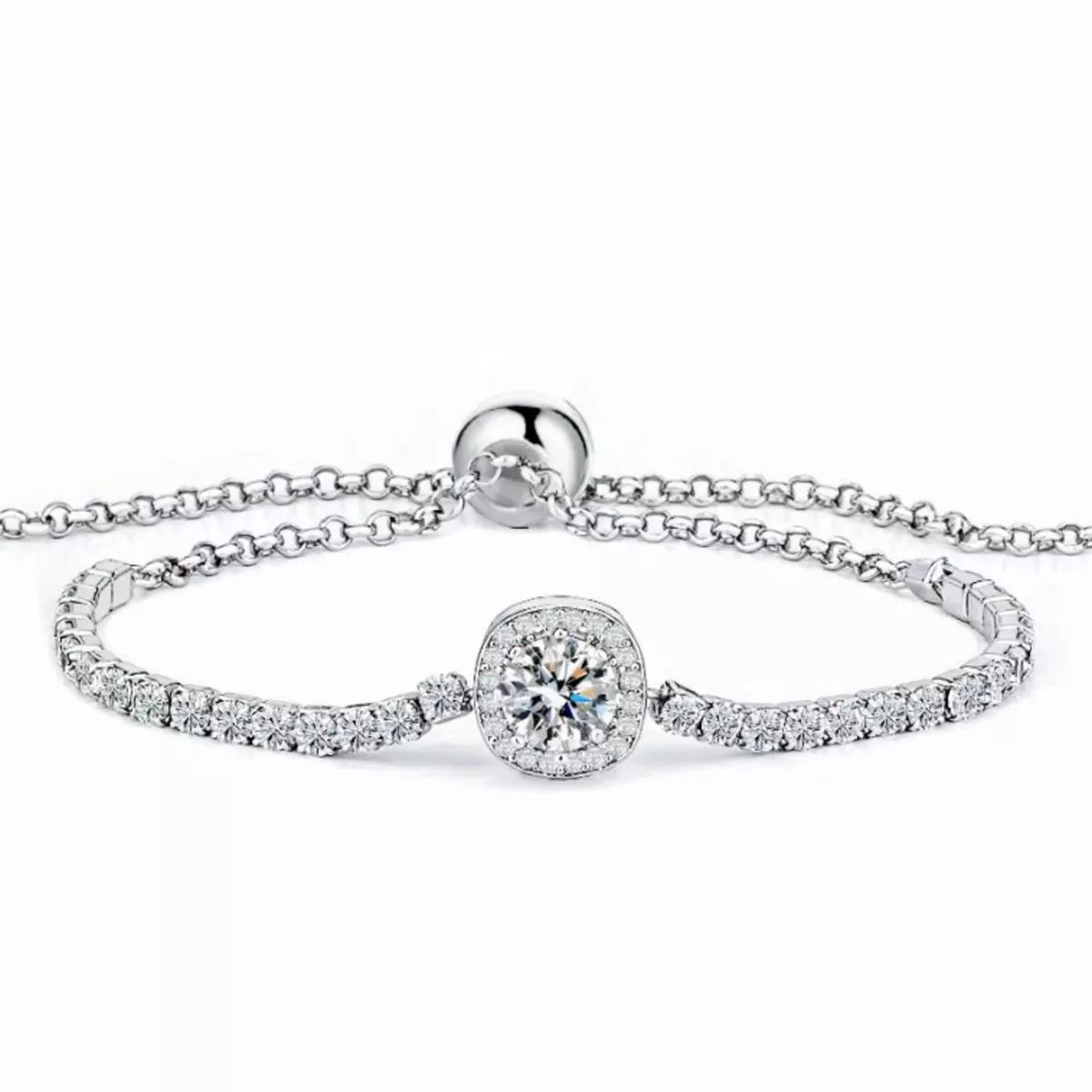 1 Carat Moissanite 925 Sterling Silver Chain Bracelet - Lilixa.store
