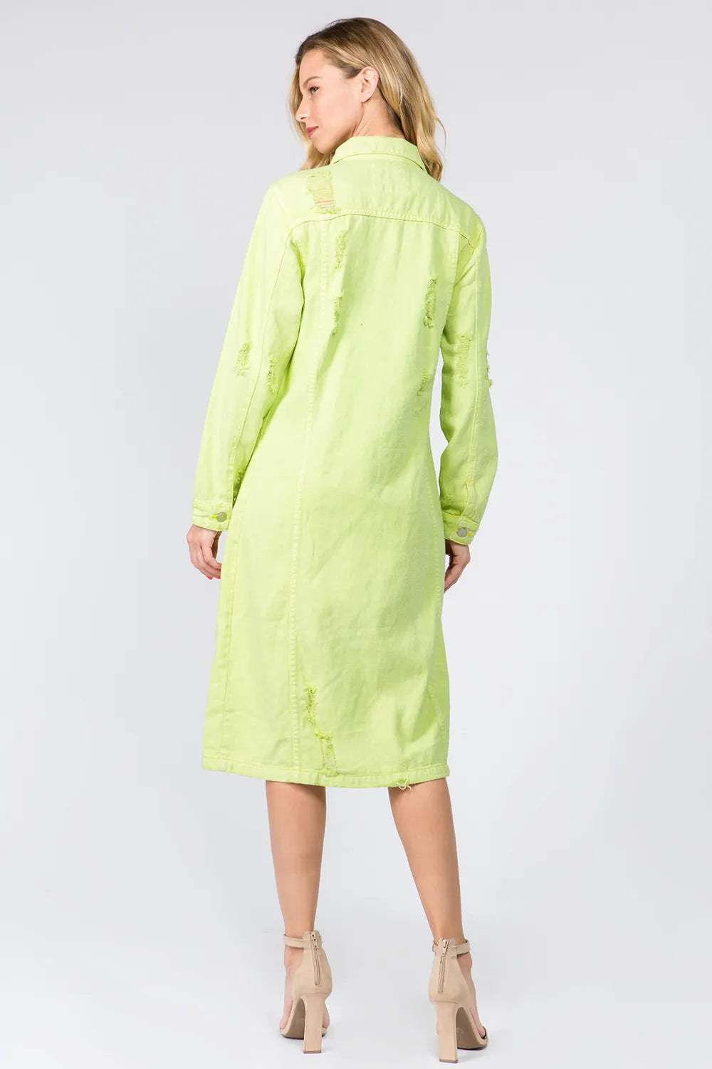 American Bazi Button Up Distressed Denim Dress - Lilixa.store
