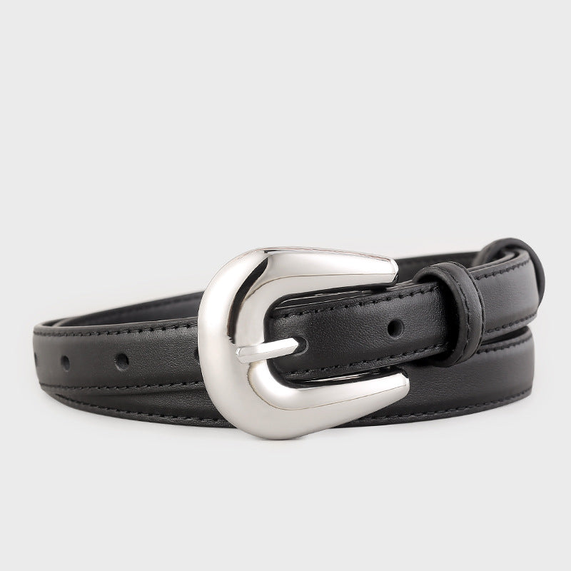 Leather Belt with Silver Buckle - Lilixa.store