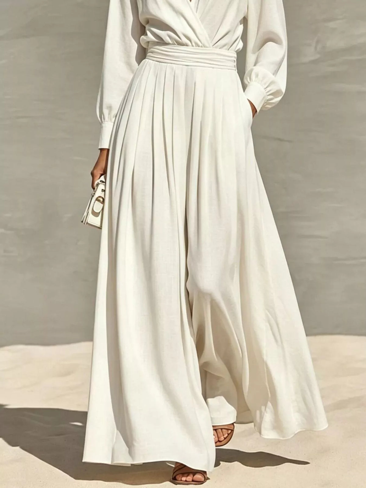 Long Sleeve Wide-Leg Jumpsuit