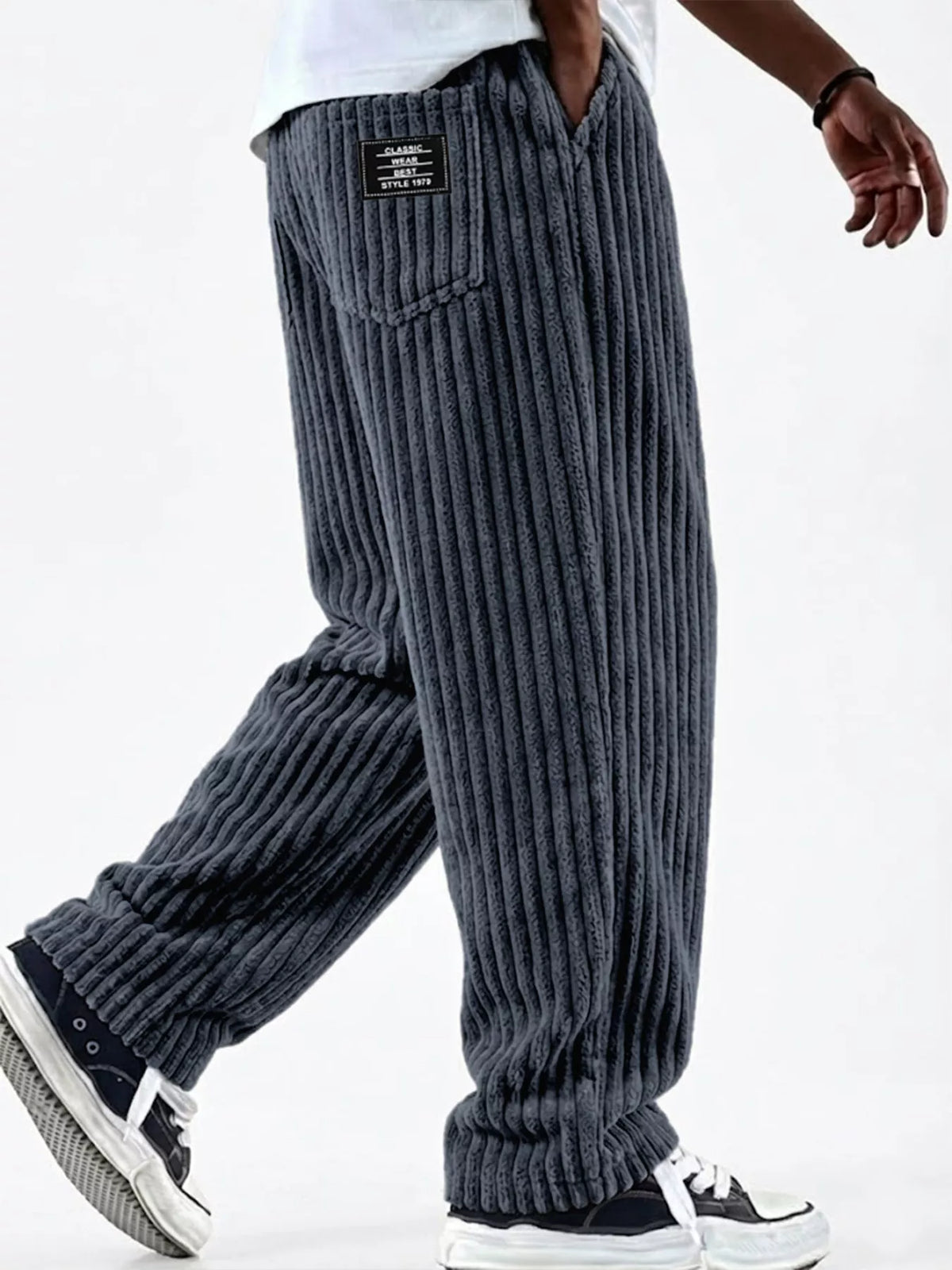 Men's Full Size Casual Corduroy Wide-Leg Pants Plus Size