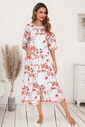 Printed Slit Night Dress with Pockets - Lilixa.store