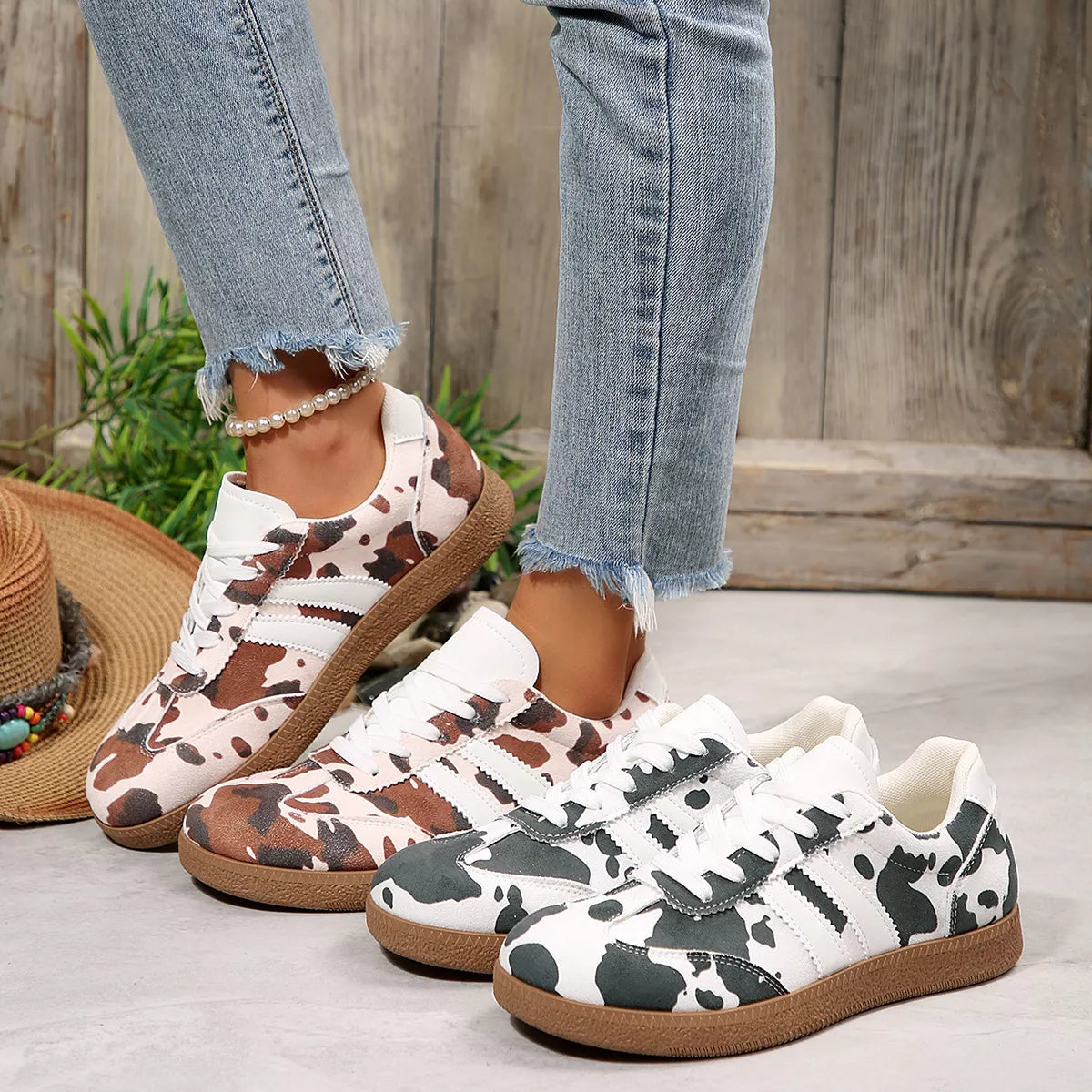 Cow Print Casual Sneakers - Lilixa.store